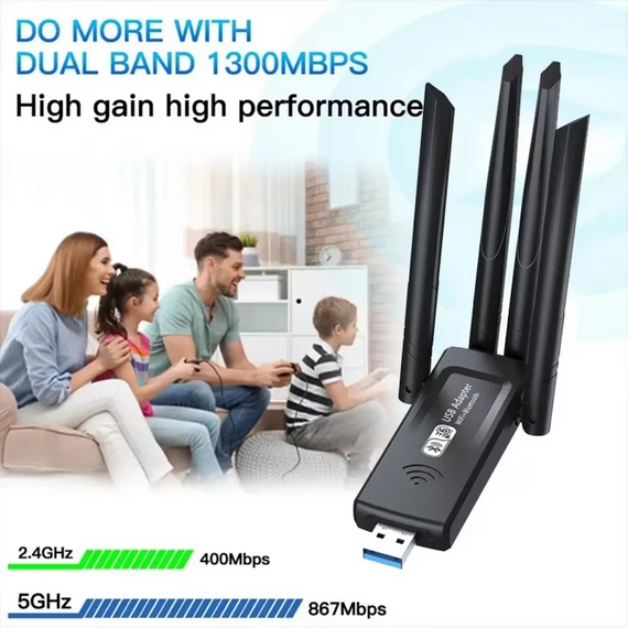 USB Wi-Fi адаптер AX1300BT Wi-Fi 6 Bluetooth 5.4 дводіапазонний | Зображення 4