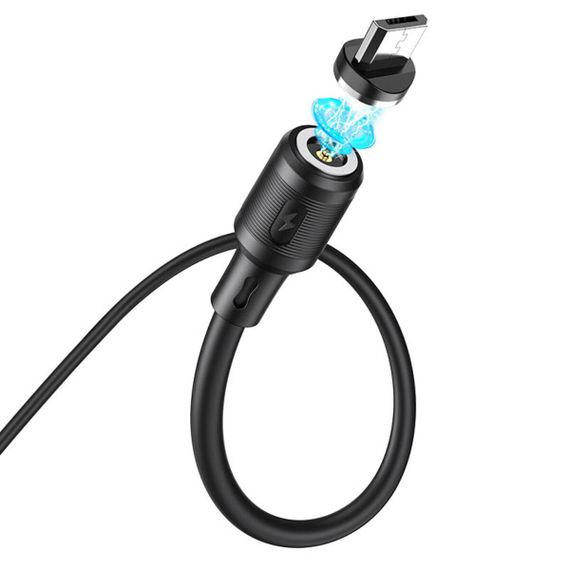 Кабель HOCO X52 USB to Micro 2.4A, 1m, PVC, PVC connectors, magnetic, Black | Зображення 5