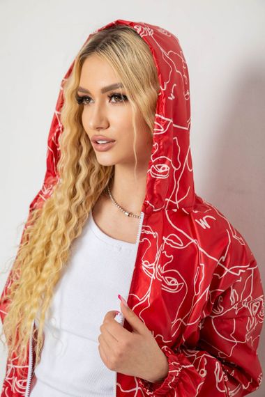 Ветровка женская с капюшоном  -уценка, цвет красный, 238R102-2-U-2 | Зображення 4