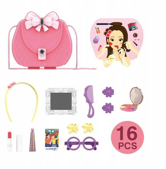 Детский косметический набор Kids Pretend Toy Bag сумка для макияжа с зеркалом ∙ Игровой набор Kids Pretend Toy Bag для девочек | Зображення 3