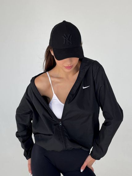 Женская короткая легкая ветровка из плащевки на молнии с капюшоном цвет черный, размер 42/46 TS110 | Зображення 3