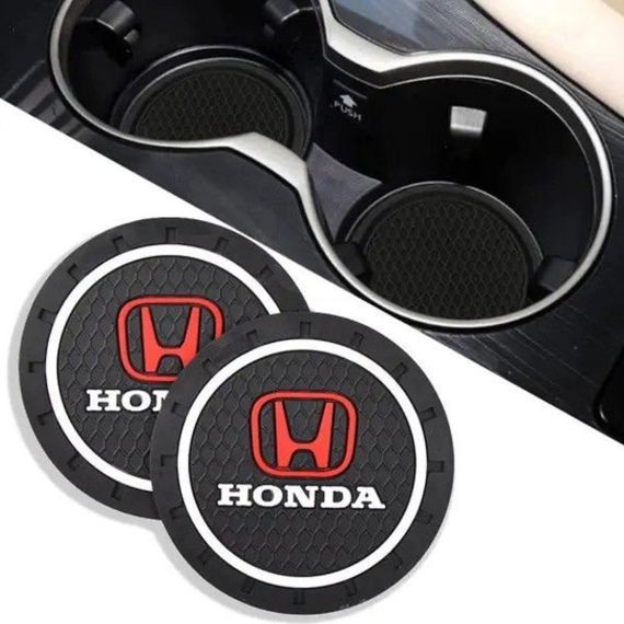 Силиконовый коврик в подстаканник с логотипом Honda комплект 2 штуки | Зображення 1