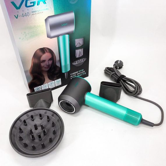 Професійний фен VGR V-440 GREEN з 3 рівнями обдування та температури, 11000 RPM, 3 насадки (45705-V-440 GREEN_1144) | Зображення 6