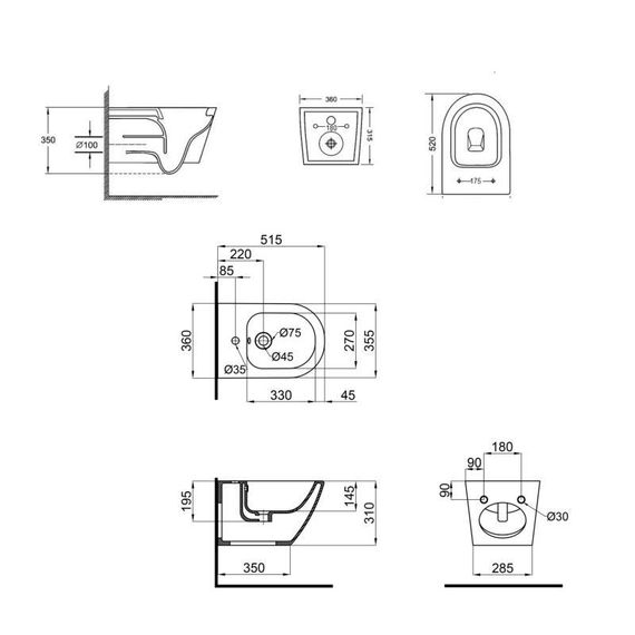 Комплект Qtap Jay 2 в 1: унітаз підвісний Rimless + біде підвісне | Зображення 1