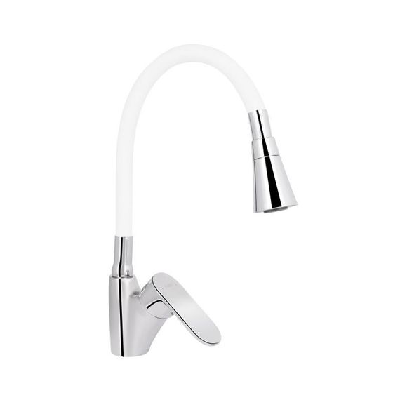 Смеситель для кухни Lidz Tani 007F3 с гибким изливом (k40) LDTAN007F3WCR40423 Chrome/White