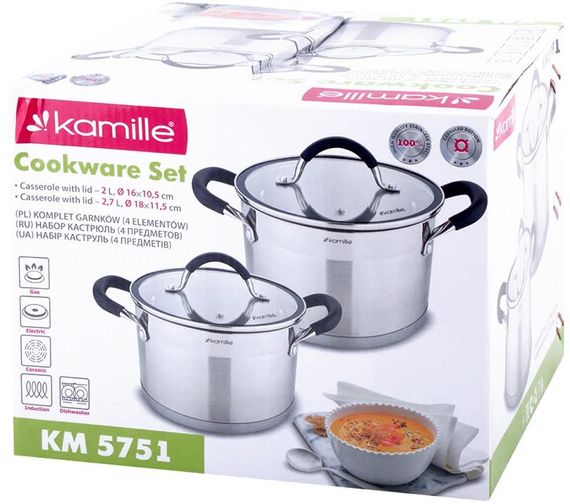 Набір 2 каструлі Kamille Marsaili 2л і 2.7л з силіконовими ручками | Зображення 4