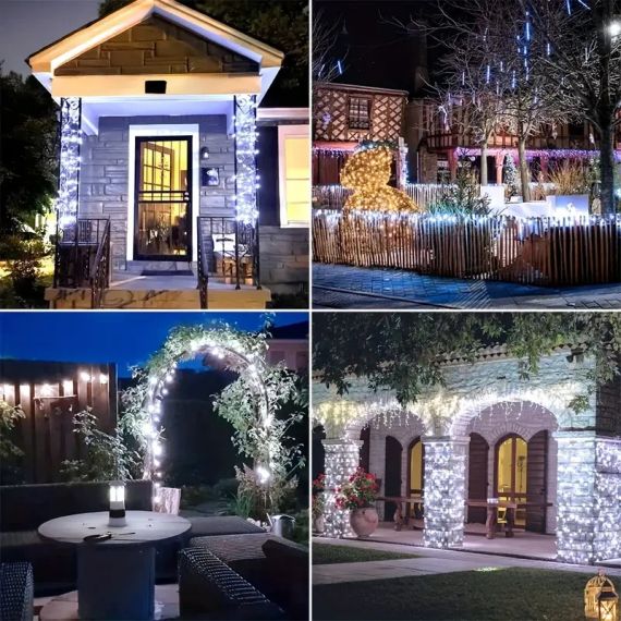 LED-гірлянда для вулиці 800 ламп, 50 м, білий колір, ефект крапель роси знижка