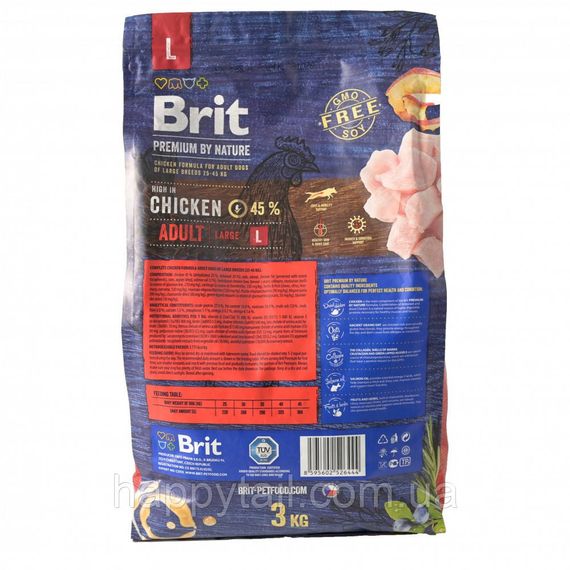 Корм Brit Premium by Nature Adult L для взрослых собак крупных пород, курица, 3 кг | Зображення 2