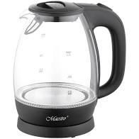 Електрочайник 1,7л 1370-1630W скло (диск) чорний MR-063-BLACK Maestro