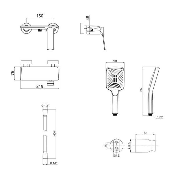 Акційний набір Qtap: Змішувач для душу Slavonice QTSLA266CRM45907+Лейка Rucni QTRUC125CRM45954+Шланг Hadice | Зображення 1