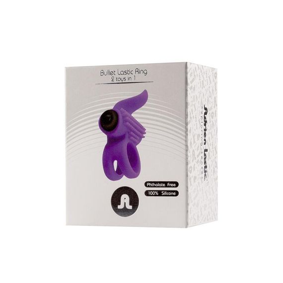 Ерекційне віброкільце Adrien Lastic Bullet Lastic Ring з язичком і щіточкою для стимуляції клітора | Зображення 4