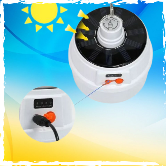 LED-лампа. Акумуляторна кемпінгова LED лампа світильник із сонячною панеллю. Ліхтарик | Зображення 1