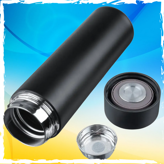 Термос с индикатором температуры. Термос 500мл, 0.5л. Термос с детектором. Черный, синий, красный | Зображення 1