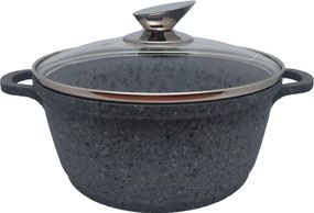 Каструля з кришкою Krauzer Granite Line KR-77052 22 см 3.3 л сіра