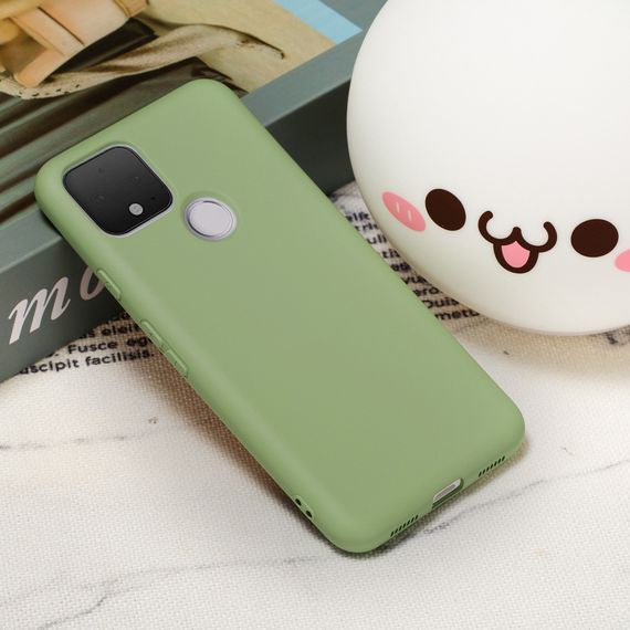 Силиконовый чехол для Google Pixel 5 мятный c микрофиброй Soft touch
