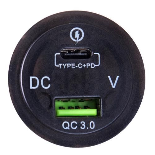 Автомобільний зарядний пристрій  USB 5-12V3.0A + TYPE-C+PD 12-24V урізне в планку + вольтметр | Зображення 1