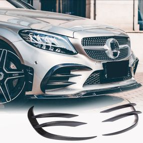 Накладки на передній бампер V1 (для C43 AMG 2019-2021, Карбон) для Mercedes C-сlass W205 рр
