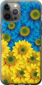 Чехол на iPhone 12 Pro Max Жёлто-голубые цветы "1048u-2054-17620"