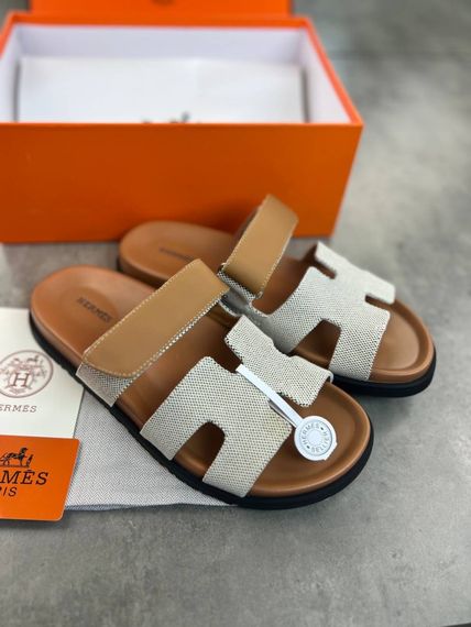 Сланці Hermes Chypre beige/textile чоловічі з текстилем ob417