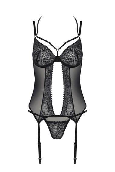 Корсет Passion DROSERA CORSET black, XXL/XXXL, з кріпленнями для панчіх, трусики в комплекті sexstyle | Зображення 2