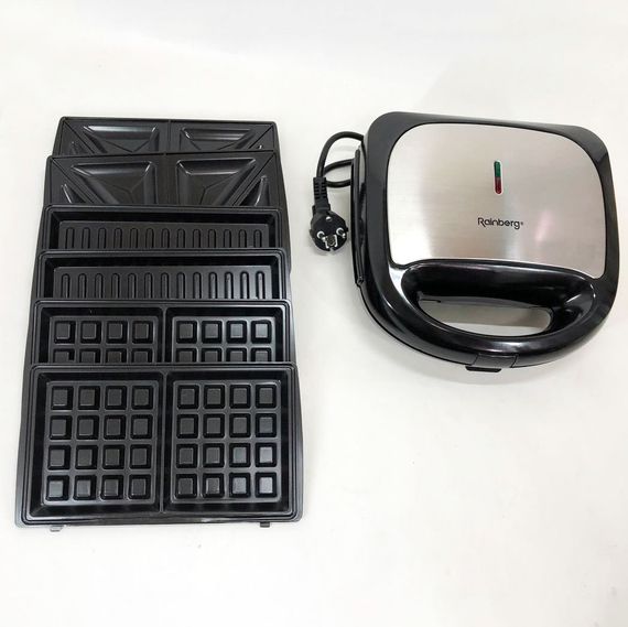 Сендвічниця гриль для дому Rainberg, Гриль для вафель настільні, Мультимейкер сендвічниця EX-60