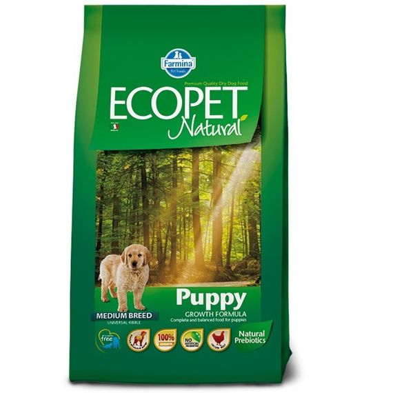 Сухий корм з куркою для цуценят середніх порід Farmina Ecopet Natural Puppy Medium, 12 кг