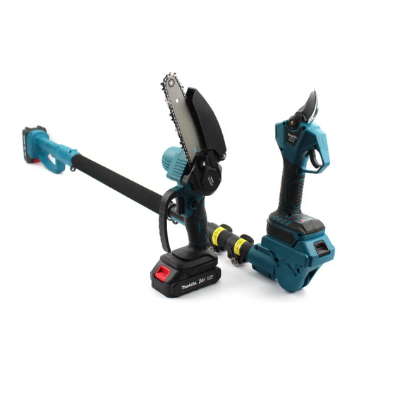 Акумуляторний набір 3в1 Секатор-ножиці садові Пила Висоторіз-штанга 2 м, неповоротний | Зображення 1