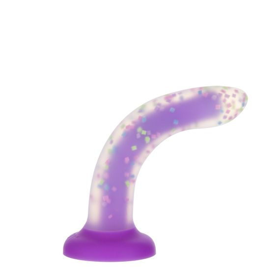 Фалоімітатор, що світиться в темряві, ADDICTION Rave 8″, Glow in the Dark Dildo Purple Confetti, 20,3 см | Зображення 2