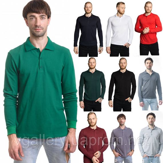 Футболка ПОЛО  чоловіча з довгим рукавом -  МІКРОЛАКОСТА
