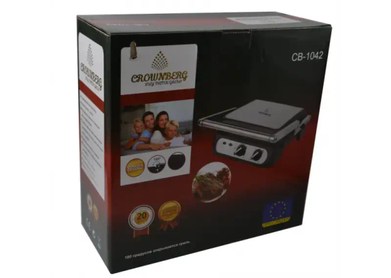 Прижимной контактный электрический гриль Crownberg CB 1042 | Зображення 2