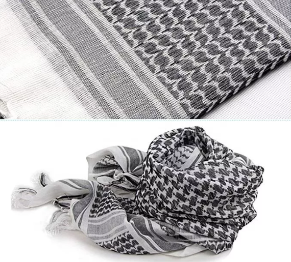 Платок шарф арафатка, шемаг, куфия 110см - Black/White | Зображення 4