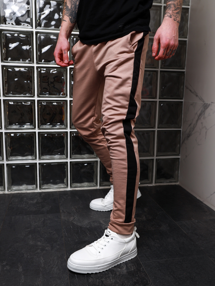 Штани лампас весни бежево-чорний XS