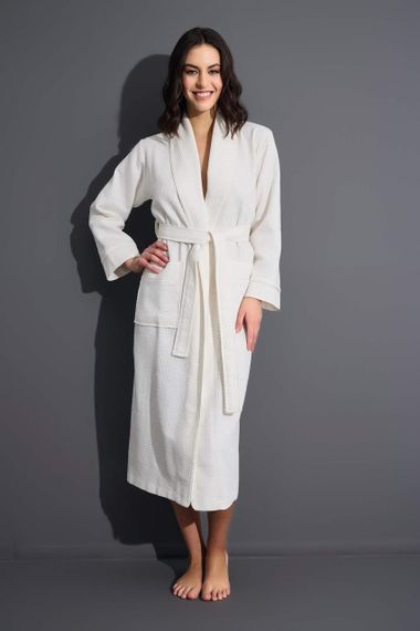Жіночий вафельний халат Nusa 4270 кремовий L/XL