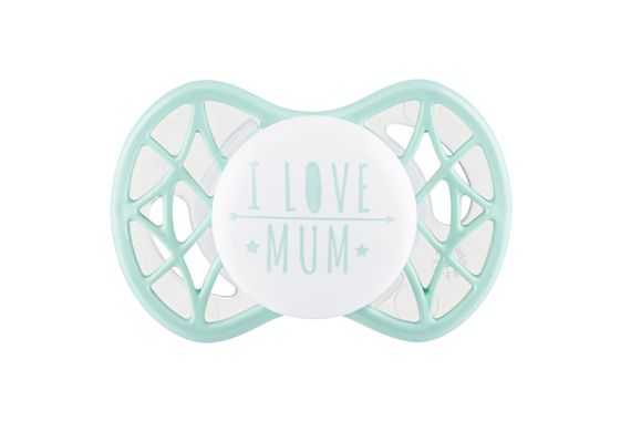 Пустышка симметрическая Nuvita NV7065 Air55 Cool 0m+ &quot;I LOVE MUM&quot; мятная (NV7065SG)