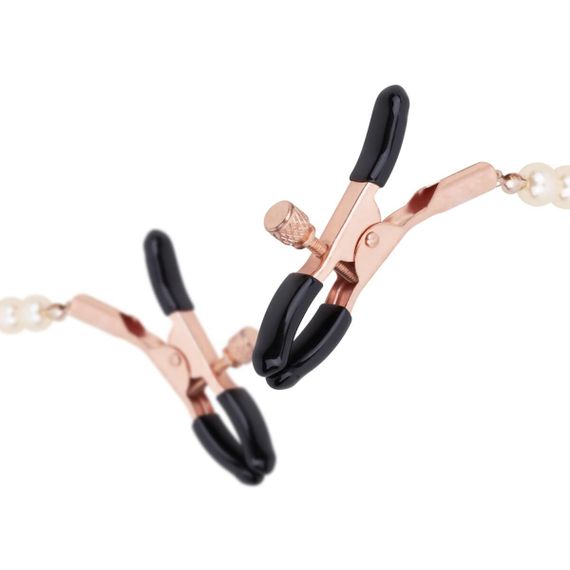 Затискачі для сосків з перлинним ланцюжком Rosy Gold - Nipple Clamps Pearls | Зображення 2