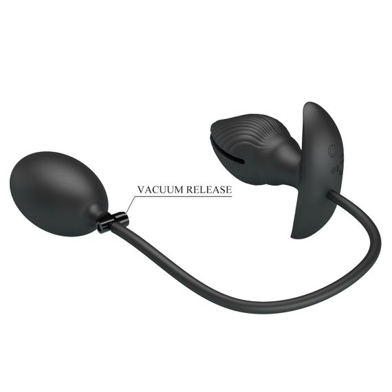 Анальна вібропробка з накачуванням Pretty Love Manson «Мушля», чорна, 9.6 х 4 см sexstyle | Зображення 4