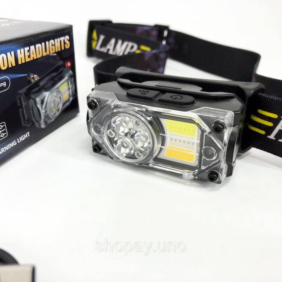 Налобный фонарь с линзой YY-19B-3SMD+2COB(white+yellow+red), Тактический фонарь с ремешком для головы YF-69 | Зображення 1