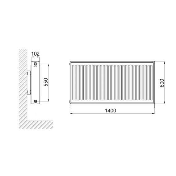 Радіатор сталевий Thermo Alliance IMAS 22 тип 600х1400 бічне під'єднання 3246 Вт | Зображення 1