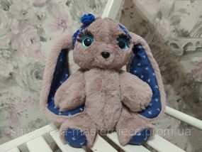 Меховая игрушка зайка розовый подарок девочке девушке 25см 02934