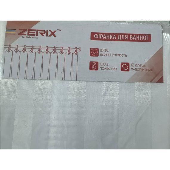 Шторка для ванної ZERIX SCT-001-180x180 з поліестеру (Колір білий) (ZX4992) | Зображення 3