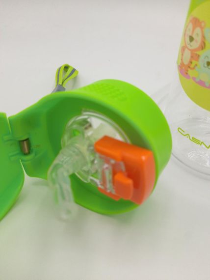 Пляшка для води CASNO 400 мл KXN-1195 Зелена (Малята-звірята) з соломинкою | Зображення 2