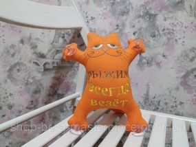 Игрушка кот Саймона в машину c вышивкой оранжевый "рыжим всегда везет" 05240