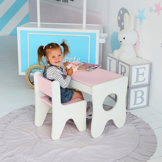 Стільчик для дитячої кімнати 55×37×33 дитячий зручний стілець для ігор, білий з рожевим | Зображення 3