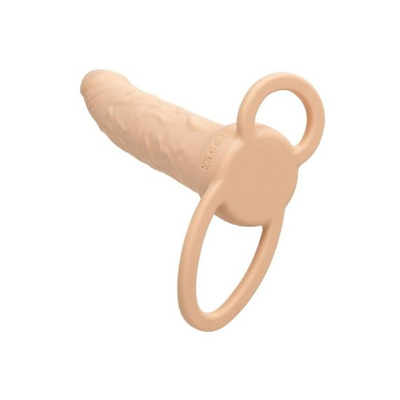 Насадка на член із вібрацією для подвійного проникнення CalExotics реалістична, бежева, 14 х 3.2 см | Зображення 6