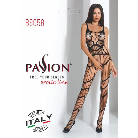 Бодістокінг Passion BS058 black, комбінезон, дуже повітряний, S/M/L | Зображення 6