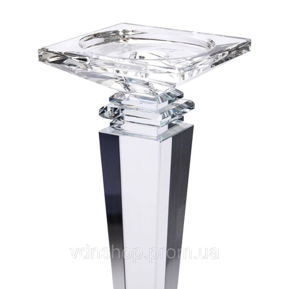 Подсвечник стеклянный на высокой ножке 9.5×9.5×24 см декоративный прозрачный HP-4-54L | Зображення 3