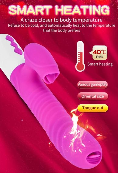 Вібратор - Silicone Vibrator USB 7 Function and Thrusting Function / Heating Purple Sex Aura | Зображення 3