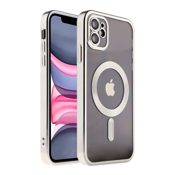 Чехол TPU Metallic Chrome з повним захистом камери with Magsafe для Iphone 11 Цвет Chrome Срібло | Зображення 1