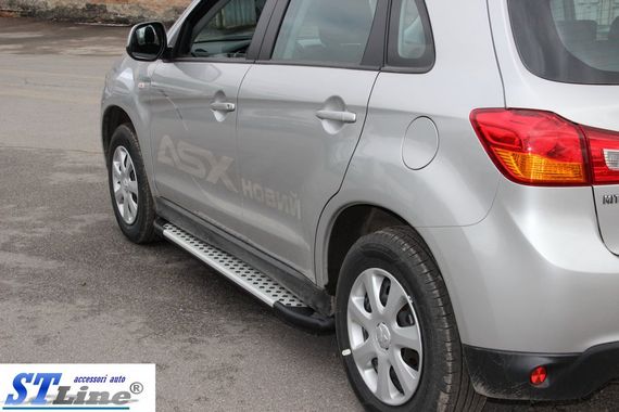 Бокові пороги Allmond Grey (2 шт., алюм.) для Mitsubishi ASX 2010-2023 рр | Зображення 3