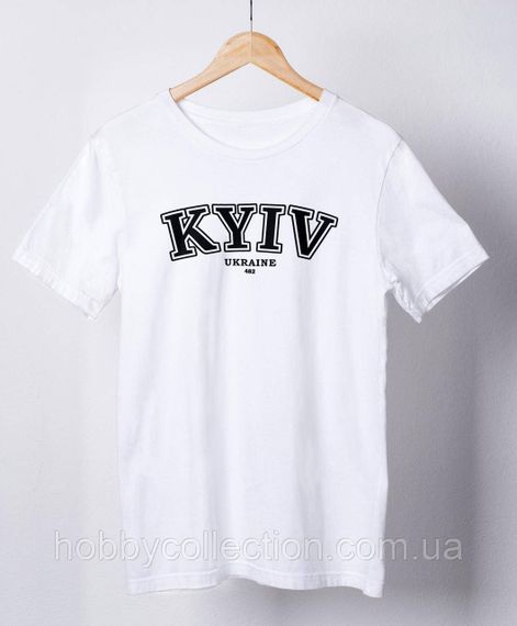 Футболка жіноча із патріотичним принтом "KYIV Ukraine 482" біла